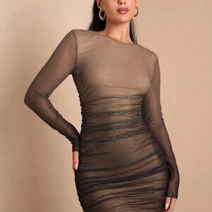 SHEIN Bae brown ombré mesh bodycon dress